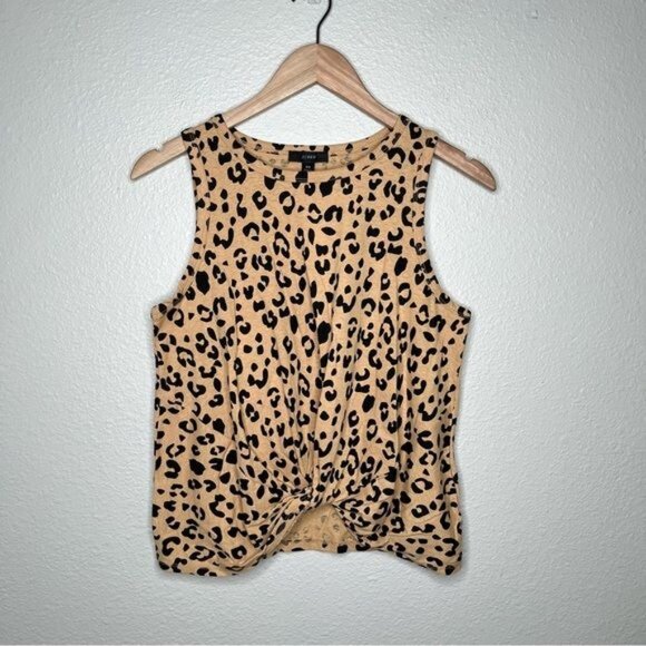 J. Crew orange leopard print twist front sleeveless cotton cropped shirt size xs - Picture 2 of 11